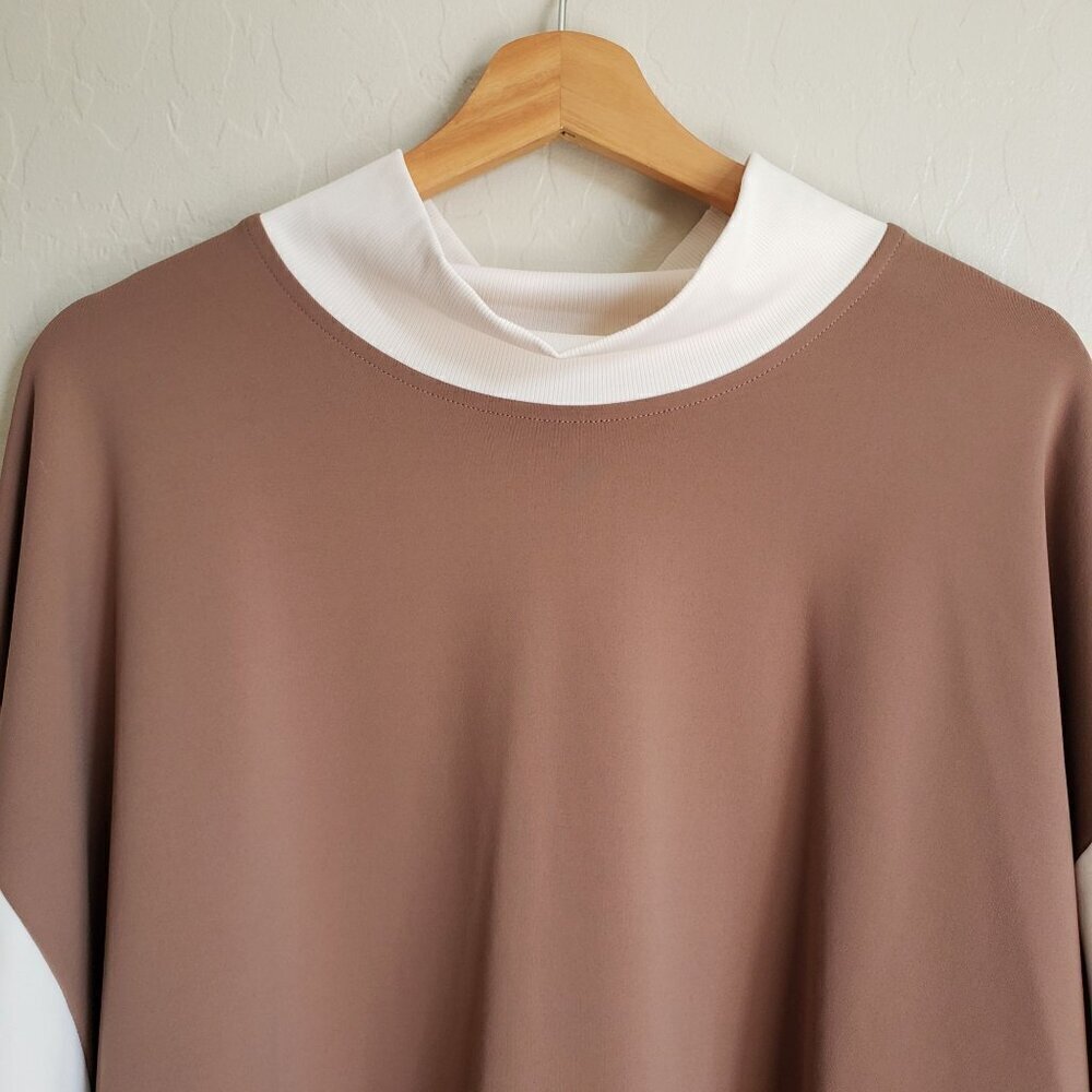 Athleta Brown and White Layered-Look Sweatshirt - Picture 4 of 12
